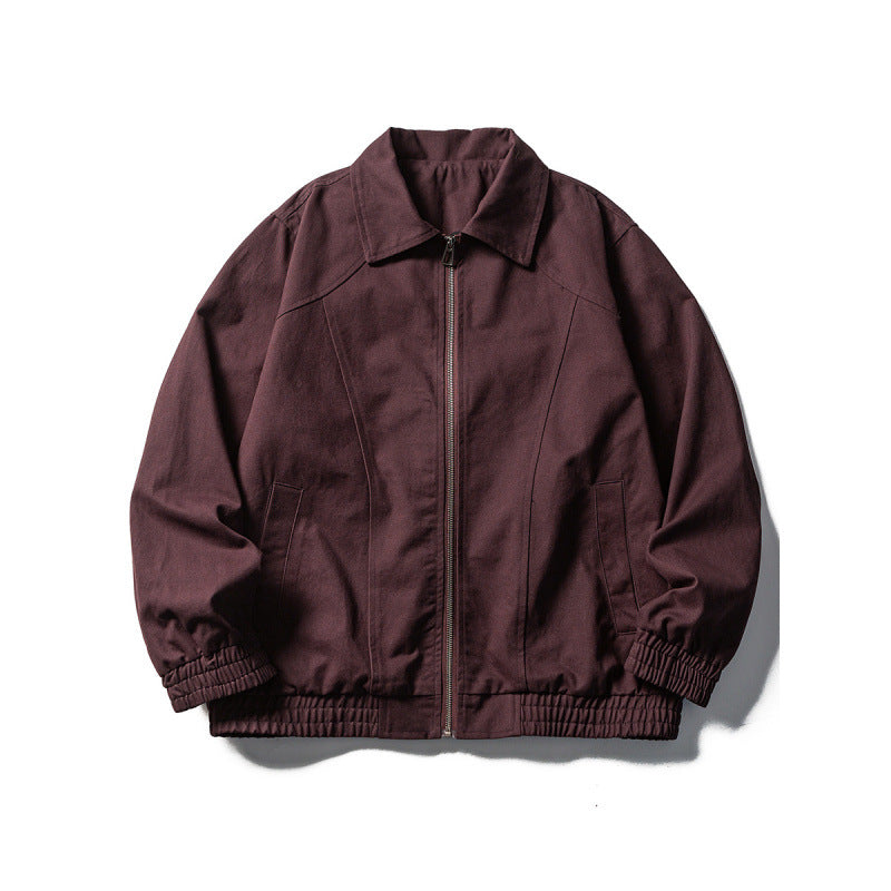 Men's Boxy Field Jacket in Utility Look with Stand-up Collar, Full-length Zipper and Elastic Hem Mune Fashion