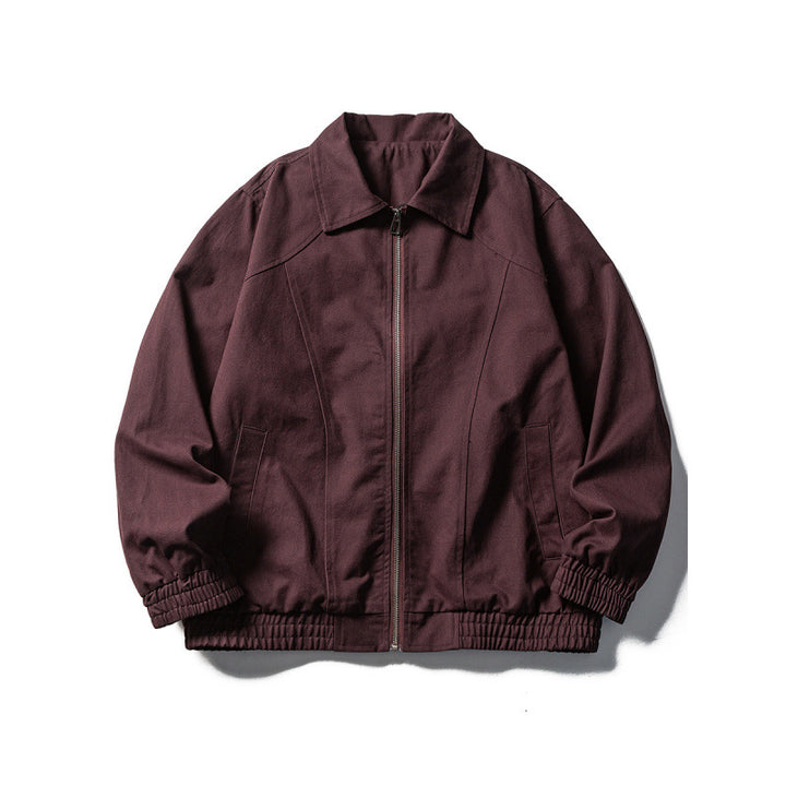 Men's Boxy Field Jacket in Utility Look with Stand-up Collar, Full-length Zipper and Elastic Hem Mune Fashion