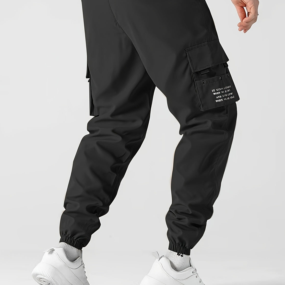 Men's Tapered Cargo Jogging Pants with Elastic Waistband, Multiple Pockets & Cuffs Mune Fashion