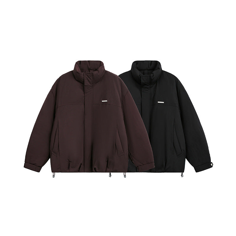 Men's Oversized Quilted Blouson Jacket with Stand-up Collar and Drawstring Mune Fashion