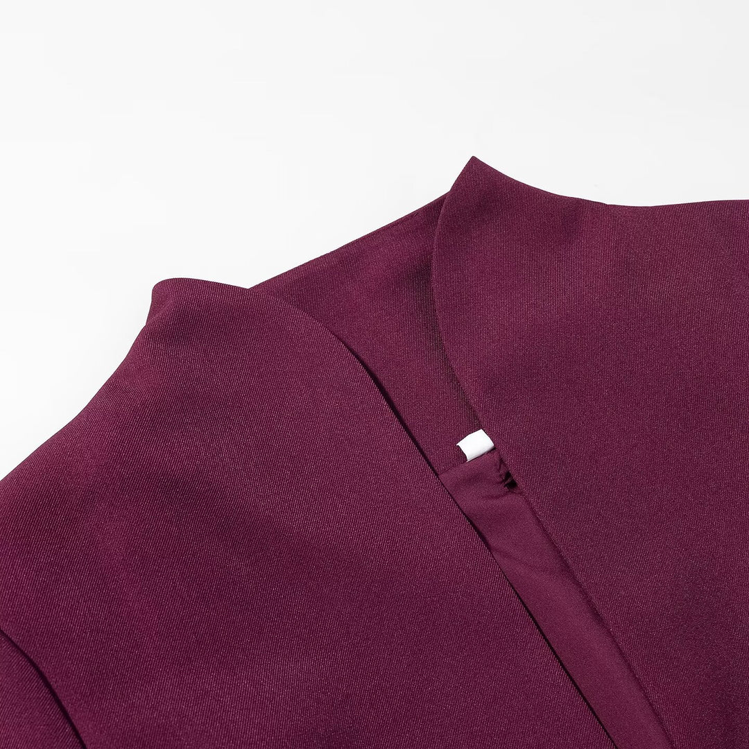 Women's Asymmetrical Cropped Blazer with Pointed Hem and Stand-Up Collar Mune Fashion