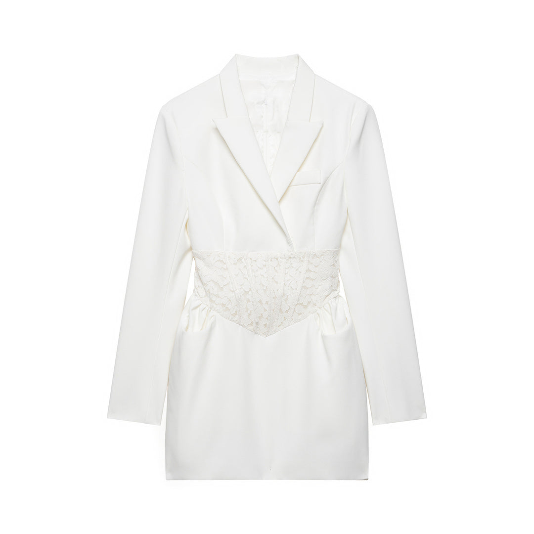 Women's Tailored Blazer Dress with Integrated Lace Corset Mune Fashion