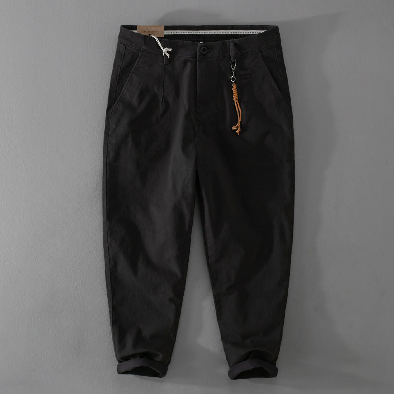 Men's Cotton Twill Chino in Relaxed Tapered Fit with Drawstring Waistband and Patch Pockets Mune Fashion