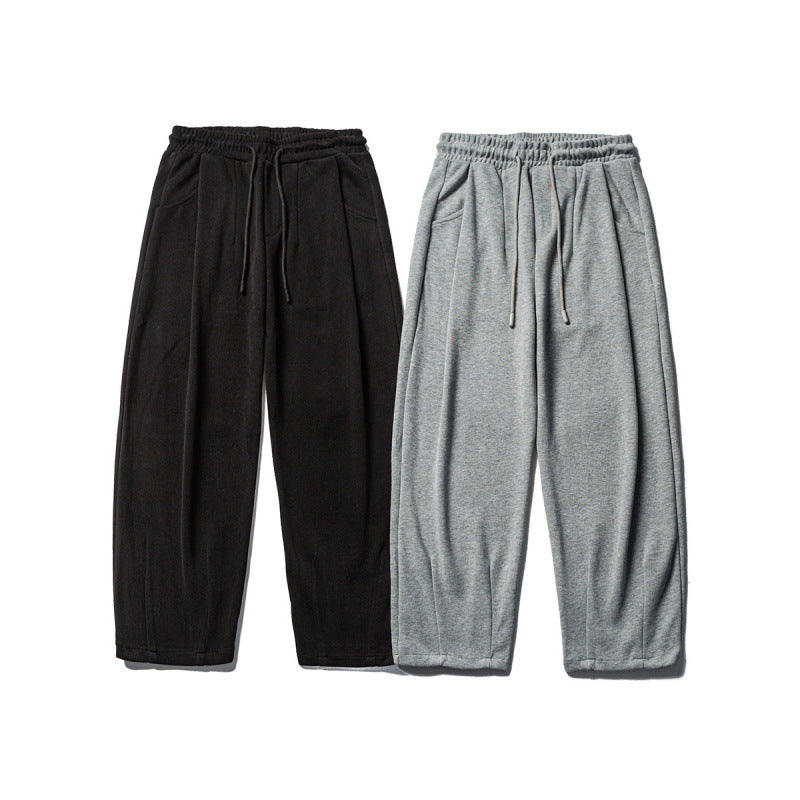 Men's Casual Sweatpants with High Elastic Waistband, Drawstring and Light Tapered Cut Mune Fashion