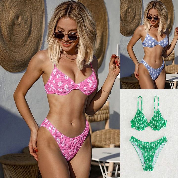Women's High-Waisted Bikini with Padded Top and Adjustable Straps Mune Fashion