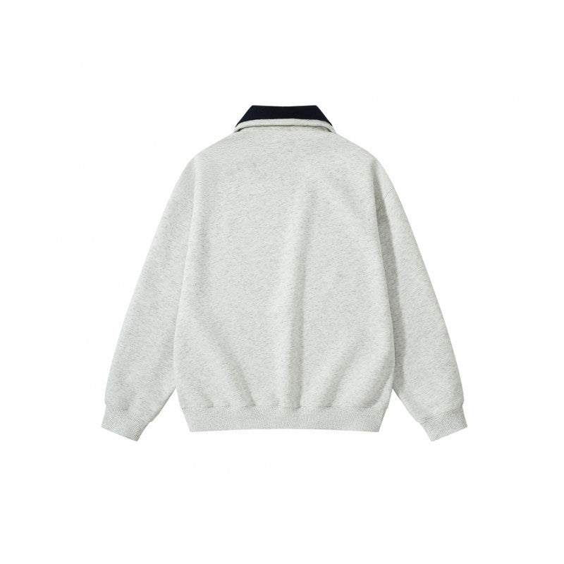 Unisex Oversize Half-zip Sweatshirt with contrasting Kent collar, kangaroo pocket, and ribbed cuffs Mune Fashion