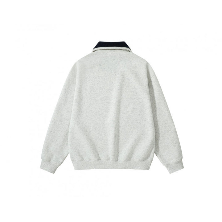 Unisex Oversize Half-zip Sweatshirt with contrasting Kent collar, kangaroo pocket, and ribbed cuffs Mune Fashion