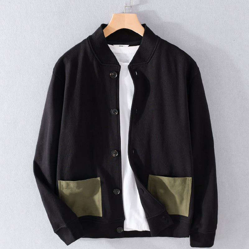 Men's Casual Bomber Style Shirt Jacket with Applied Contrast Pockets Mune Fashion