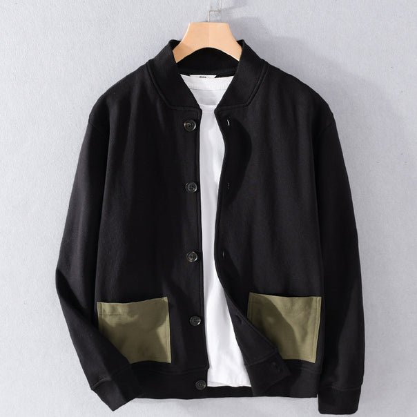Men's Casual Bomber Style Shirt Jacket with Applied Contrast Pockets Mune Fashion