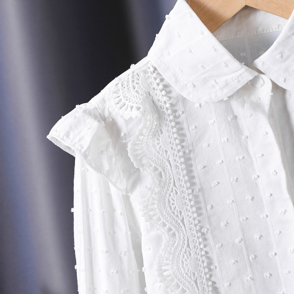 Girls blouse with romantic ruffles and lace embellishments Mune Fashion