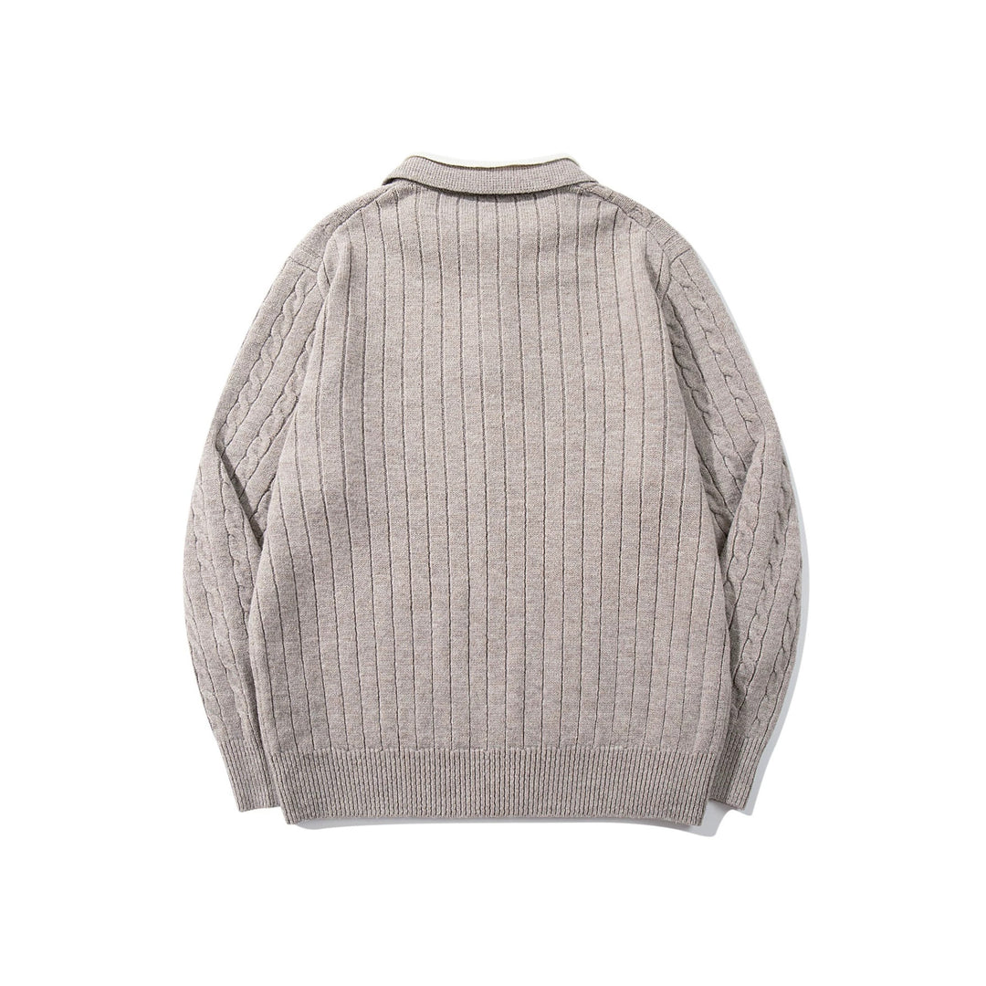 Unisex Polo knit sweater with cable knit and contrast collar Mune Fashion