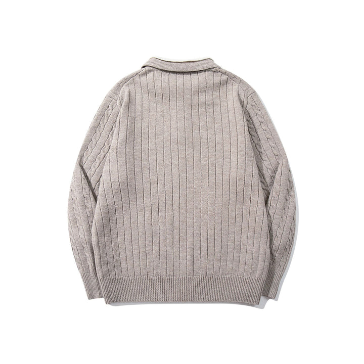 Unisex Polo knit sweater with cable knit and contrast collar Mune Fashion