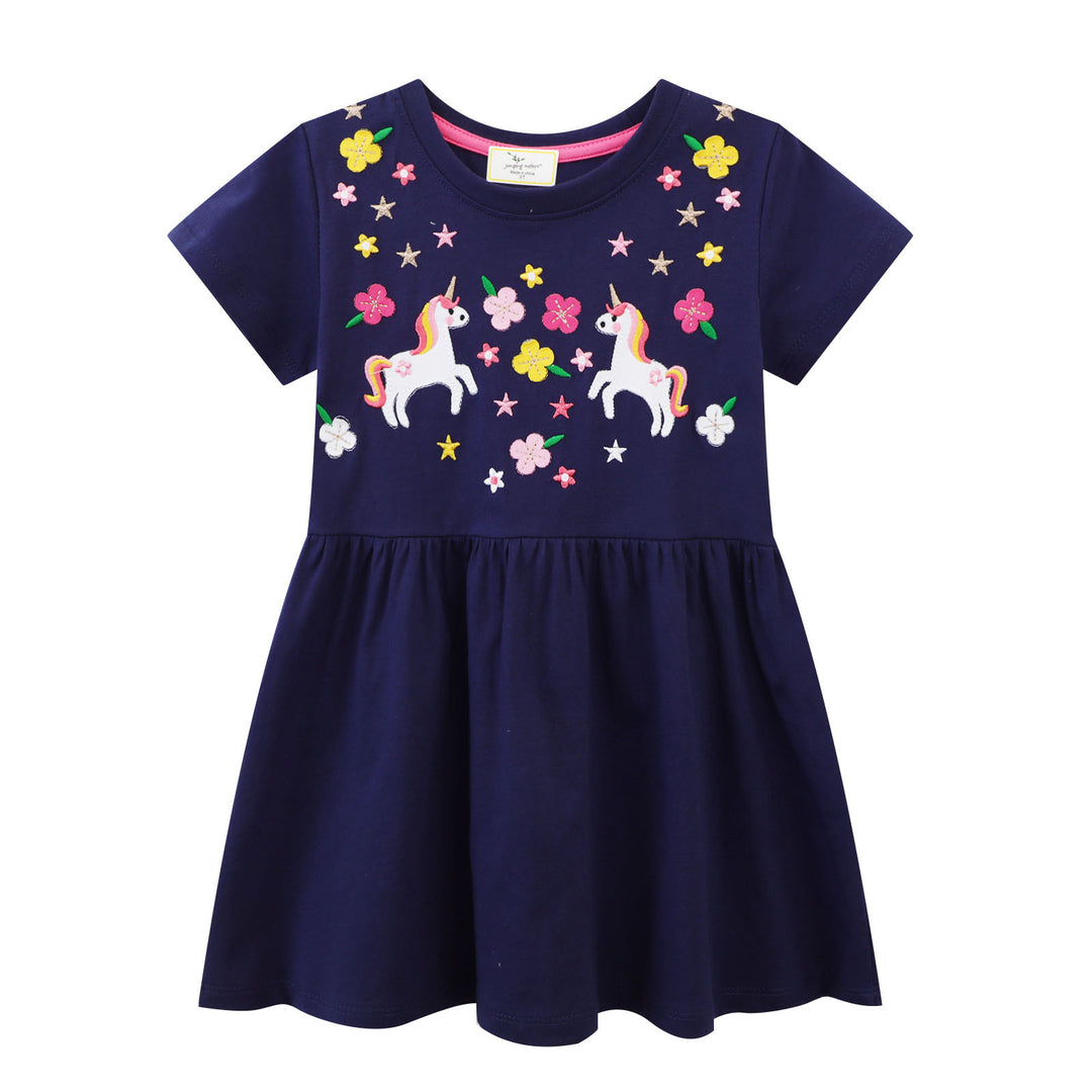 Girls cotton dress with enchanting unicorn and flower designs Mune Fashion