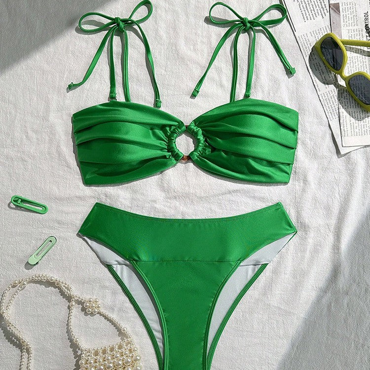 Women’s bandeau bikini with decorative gathering and ring element Mune Fashion