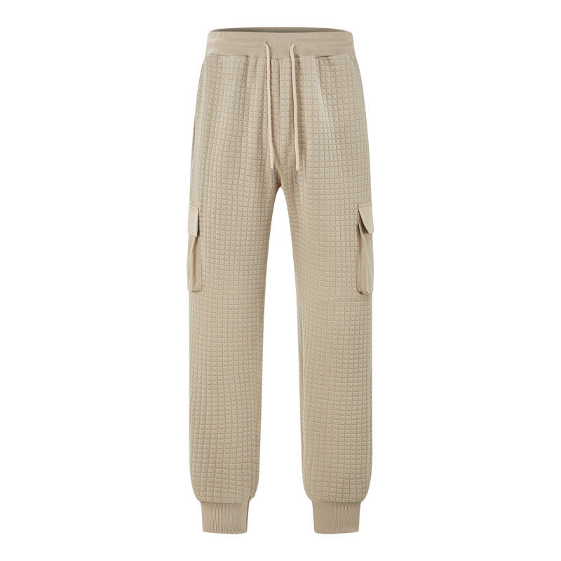 Men's Nano Square Structured Cargo Jogging Pants with Drawstring Waist and Patch Side Pockets Mune Fashion
