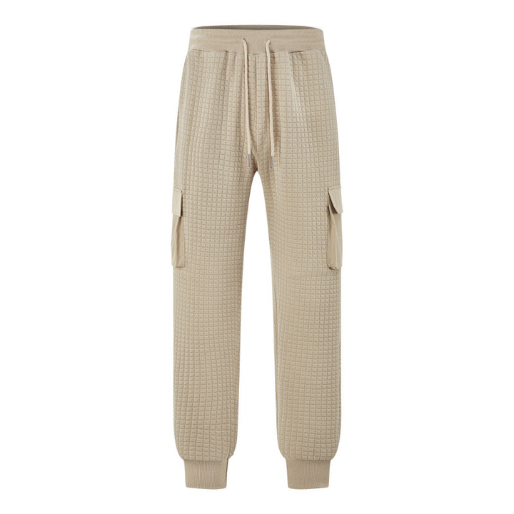 Men's Nano Square Structured Cargo Jogging Pants with Drawstring Waist and Patch Side Pockets Mune Fashion