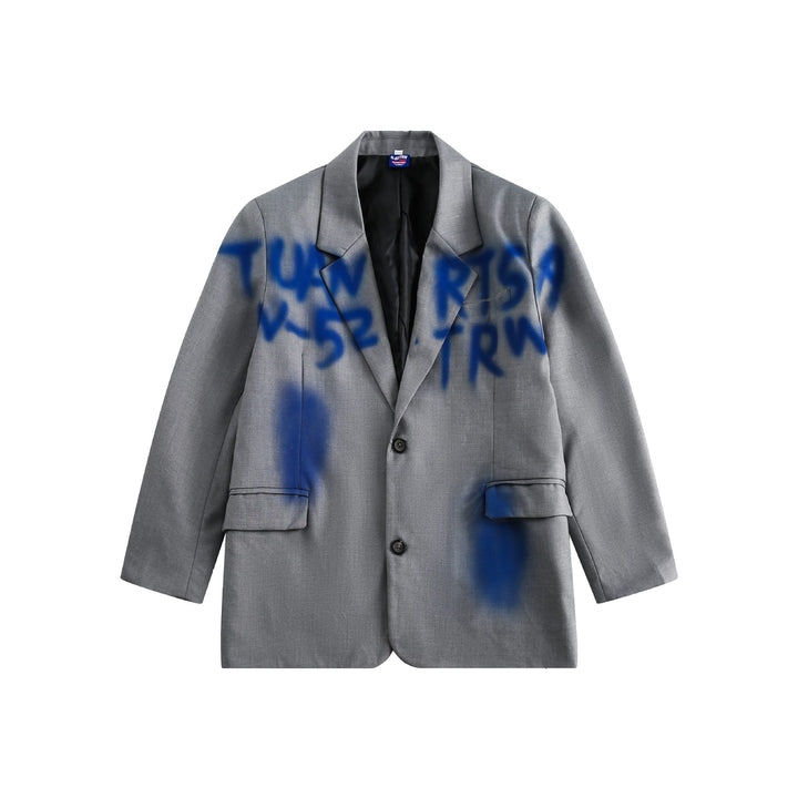 Men's casually tailored oversized blazer with graffiti print and lapel collar Mune Fashion