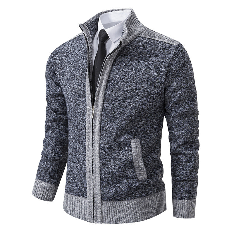 Men's structured knit cardigan with stand-up collar and full zip Mune Fashion