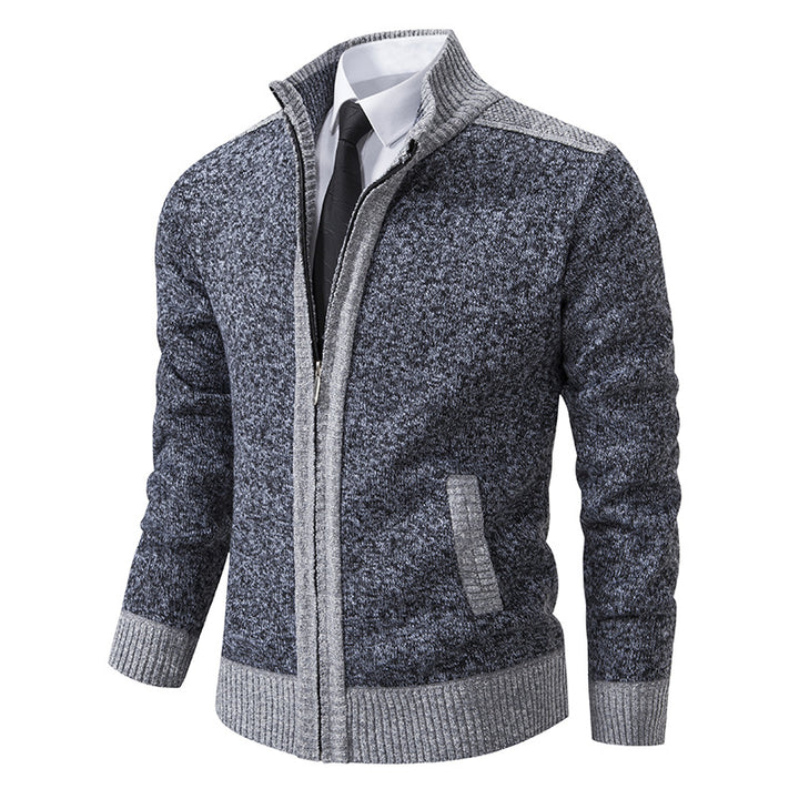 Men's structured knit cardigan with stand-up collar and full zip Mune Fashion