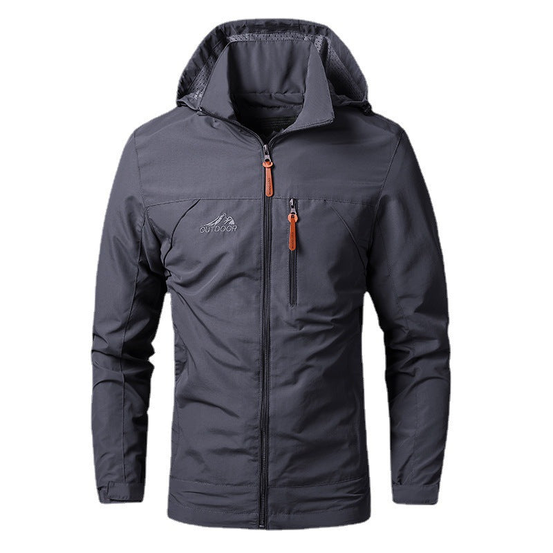 Men's lightweight water-repellent softshell jacket with hood and safety zipper Mune Fashion