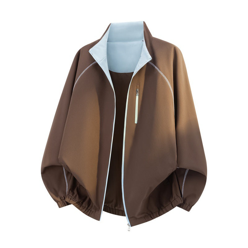 Unisex Oversize Bomber Jacket with Raglan Sleeves, Contrasting Zipper & Elastic Cuff Mune Fashion
