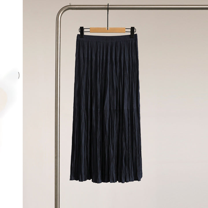 Ladies Elegant Pleated Skirt with High Waist and Flowing Fabric Mune Fashion