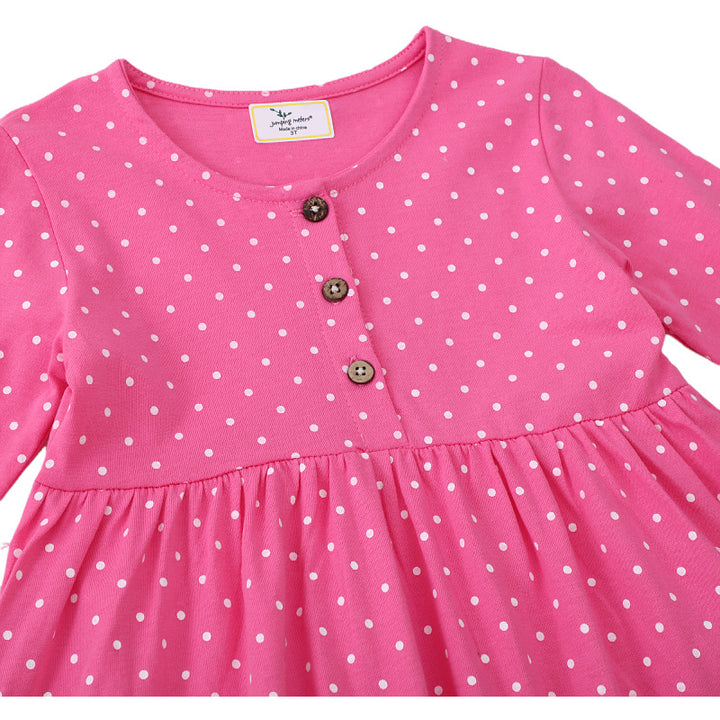 Girls Polka Dots Cotton Dress with Charming Fairy Motifs Mune Fashion