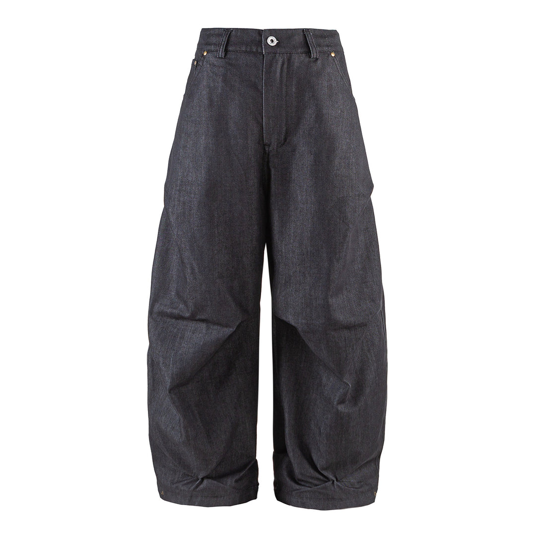 Women Wide Cropped Pants with High Waist, Rolled Cuff and Prominent Knee Pleats Mune Fashion