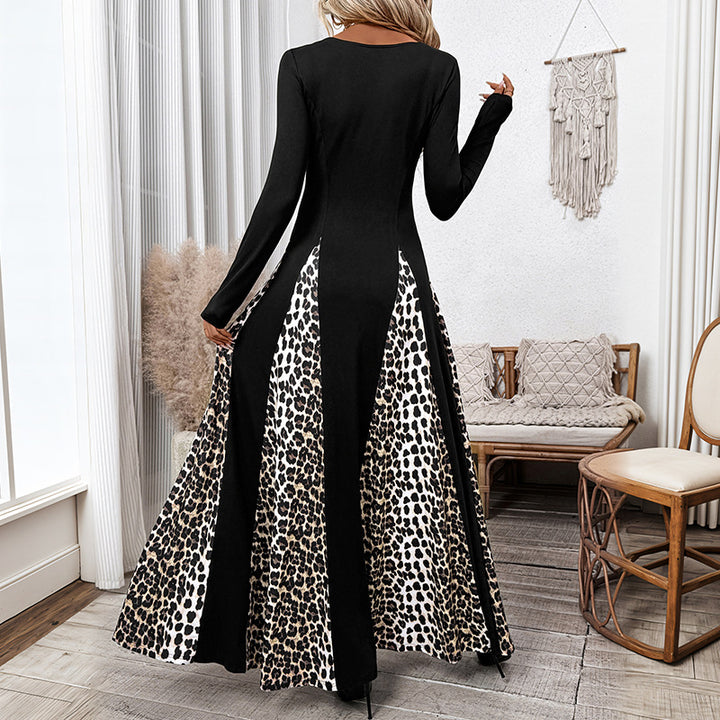 Women's maxi dress with animal print and long sleeve Mune Fashion