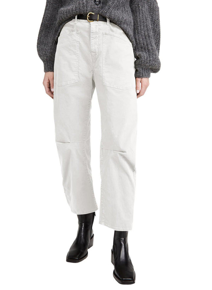 Women's casual canvas pants with high waistband, wide leg and patch pockets Mune Fashion