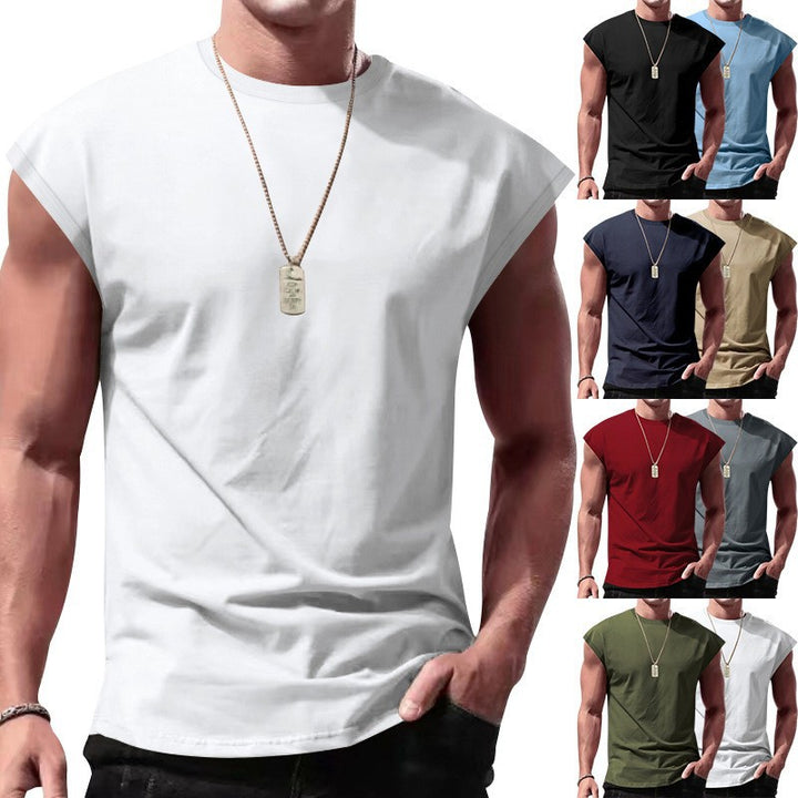Men's fitted sleeveless muscle shirt made of cotton blend with wide shoulder sections Mune Fashion