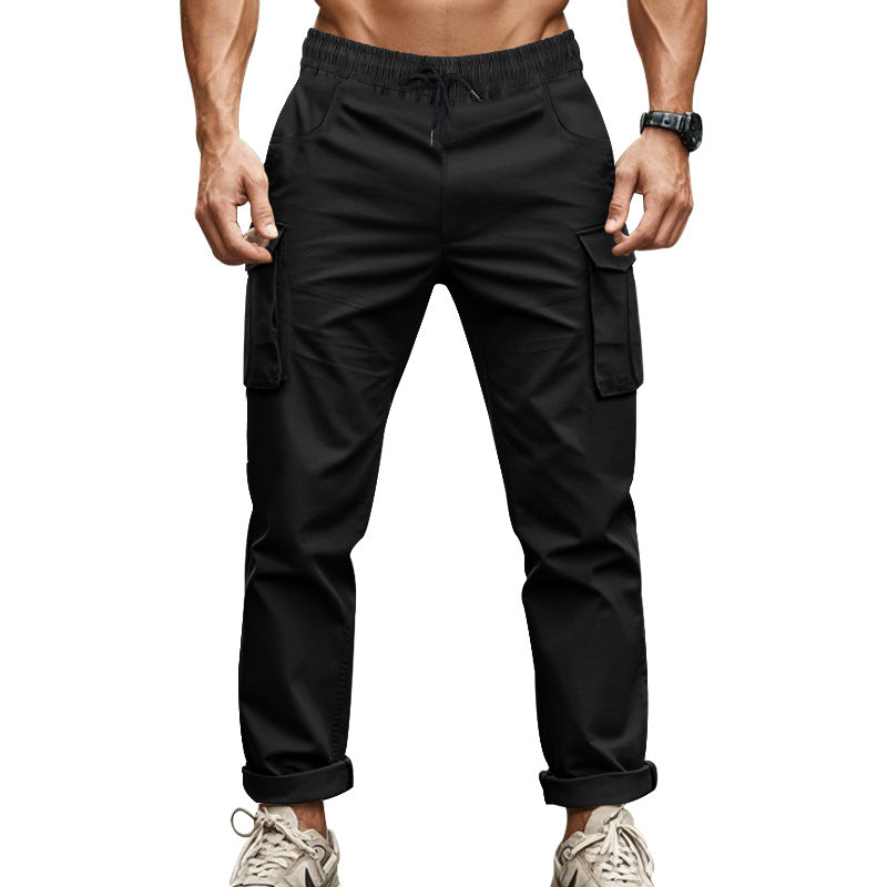 Men's urban cargo chinos in jogging style with elastic drawstring waistband and multifunctional pockets Mune Fashion