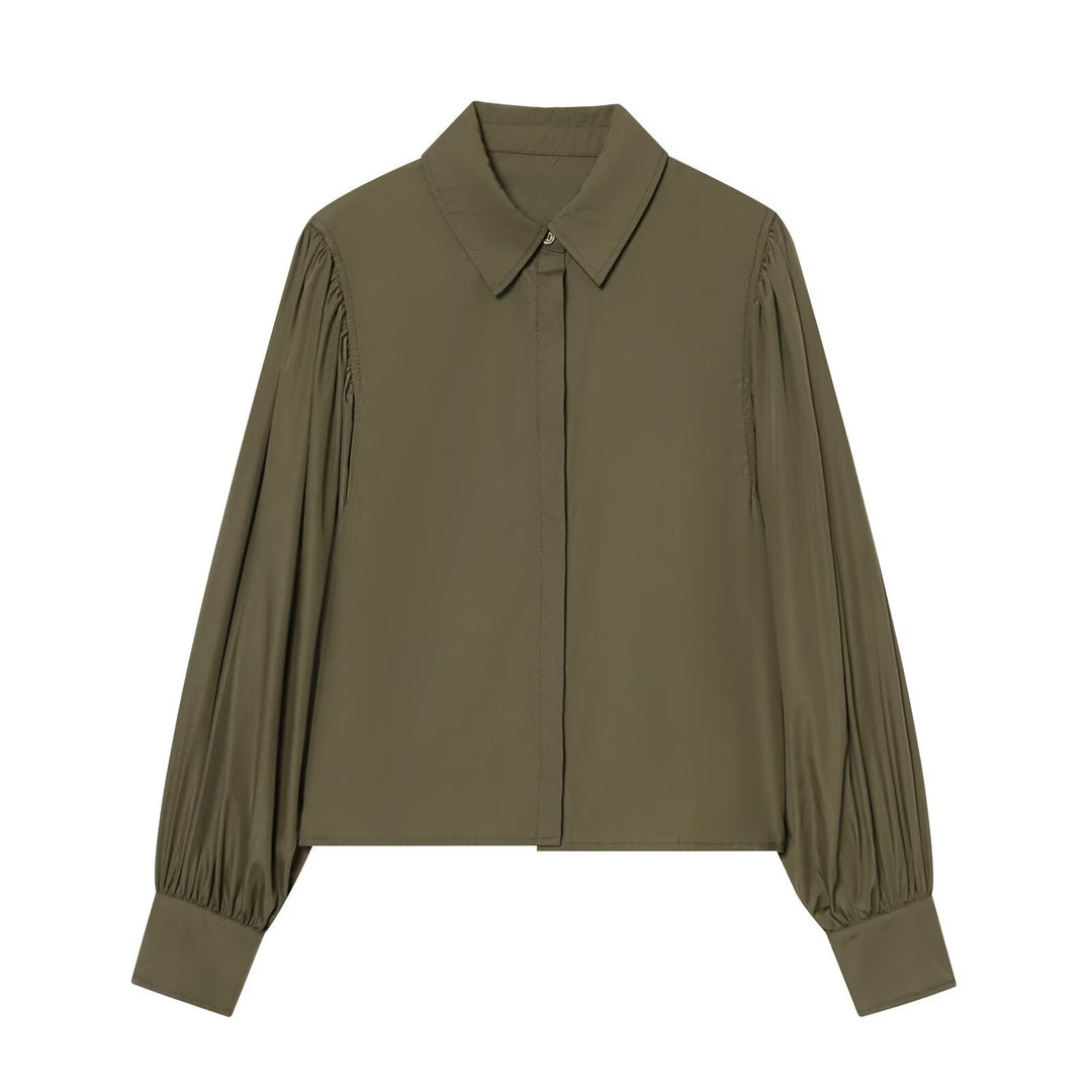 Women’s blouse with wide balloon sleeves and concealed button placket Mune Fashion