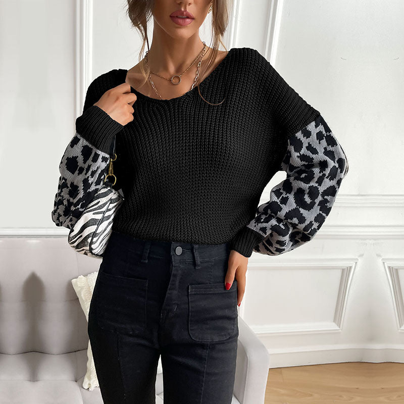 Ladies Stylish Ribbed Knit Sweater with Check Pattern Mune Fashion