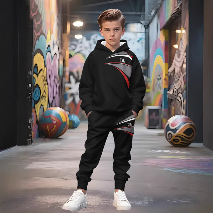 Unisex nan children's jogging suit with hoodie and detailed car print Mune Fashion