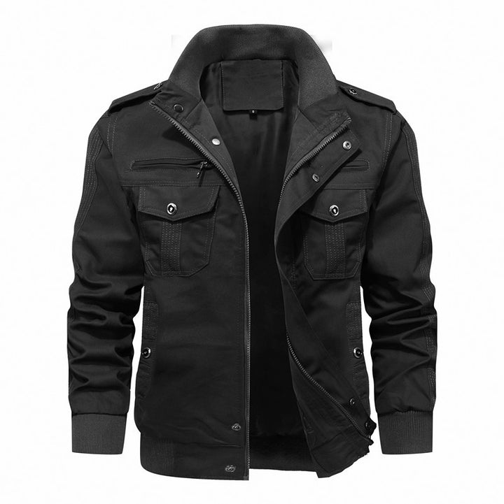 Men's Utility Field Jacket with Stand-Up Collar and Multiple Pockets Mune Fashion