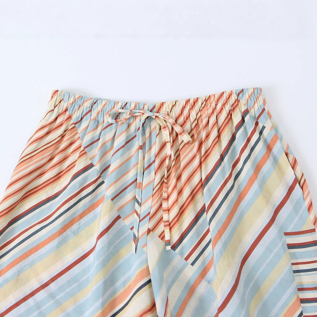 Women’s Wide Linen Trousers with Drawstring and Patch Pockets Mune Fashion