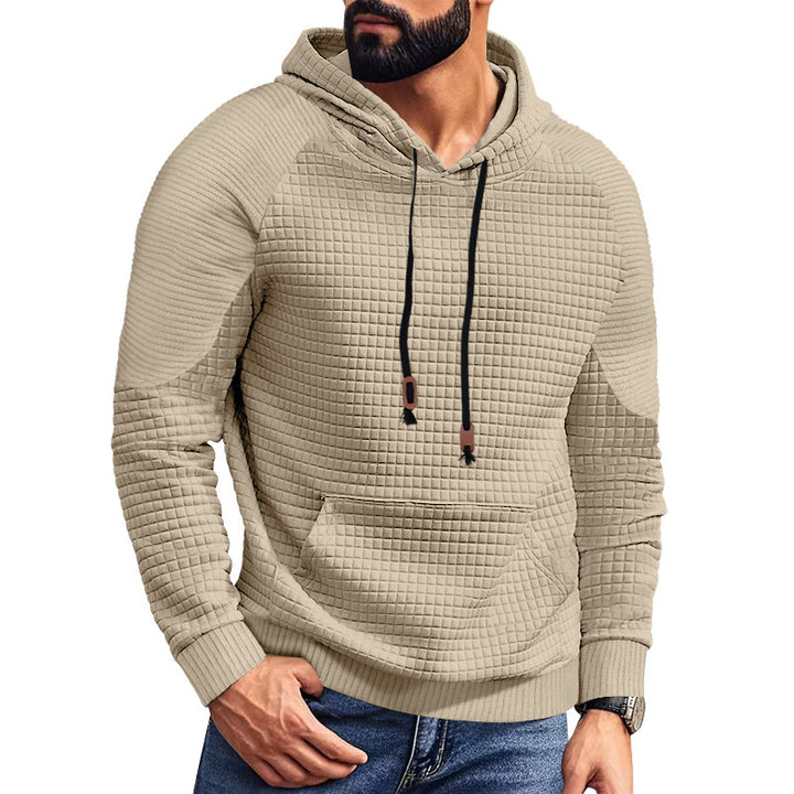 Men's hooded sweatshirt in quilted look with kangaroo pocket, raglan sleeves and drawstring Mune Fashion