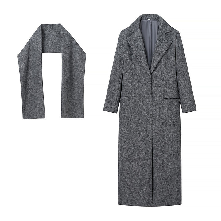 Women's Tailored Longline Cape Coat made of Wool Blend with Overlapping Cape Detail Mune Fashion