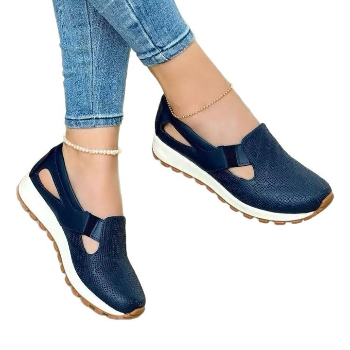 Women's breathable slip-on wedge sneakers made of synthetic leather with cut-outs and padded comfort sole Mune Fashion