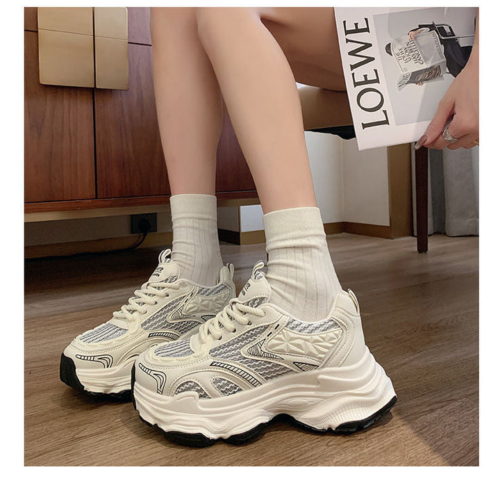 Women's Sporty Chunky Sneakers with Breathable Mesh Structure and Cushioned Sole Mune Fashion