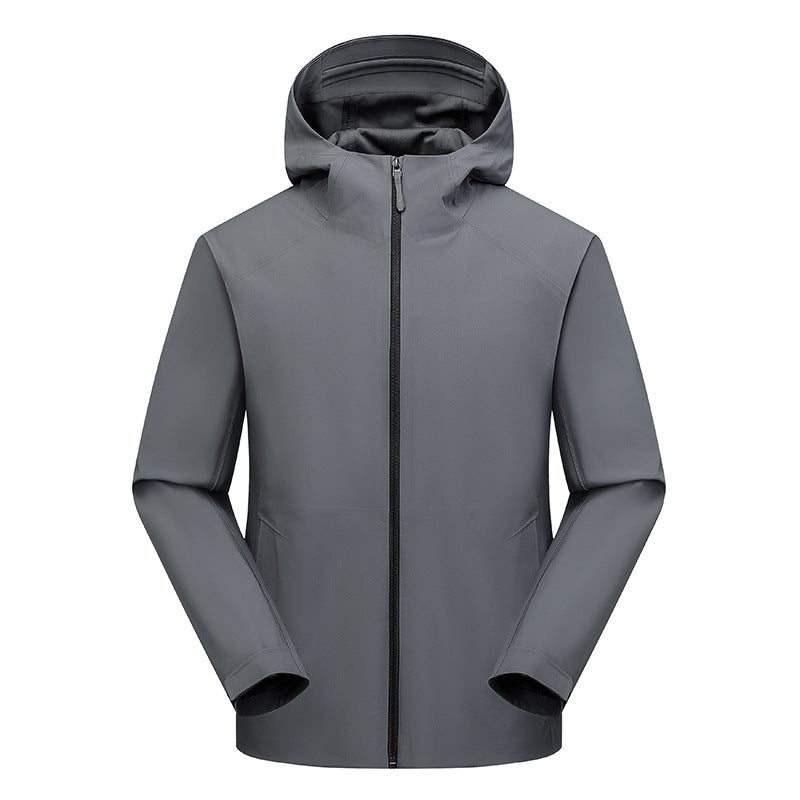 Men's water-repellent softshell outdoor jacket with hood, welded seams & minimalist zipper Mune Fashion