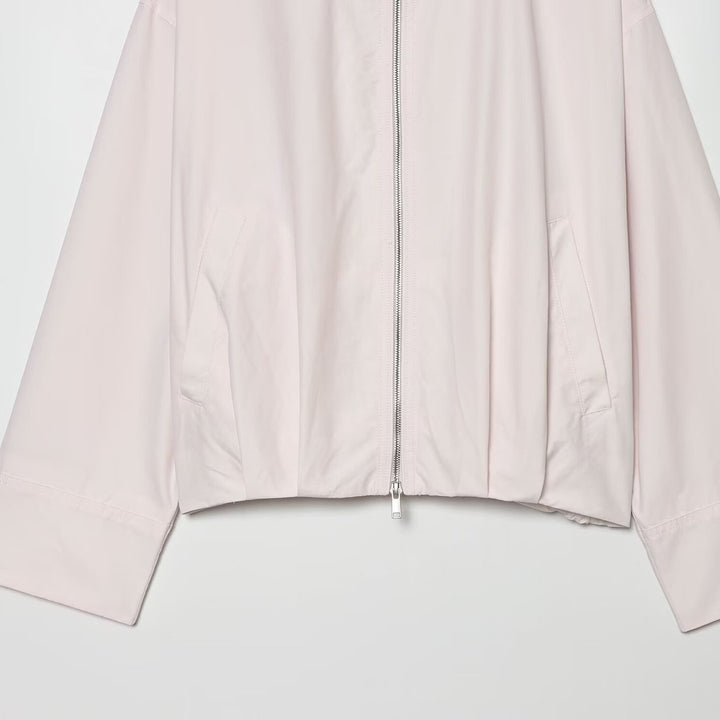 Women Cropped Boxy Transitional Jacket with High Funnel Neck and Two-Way Zipper Mune Fashion