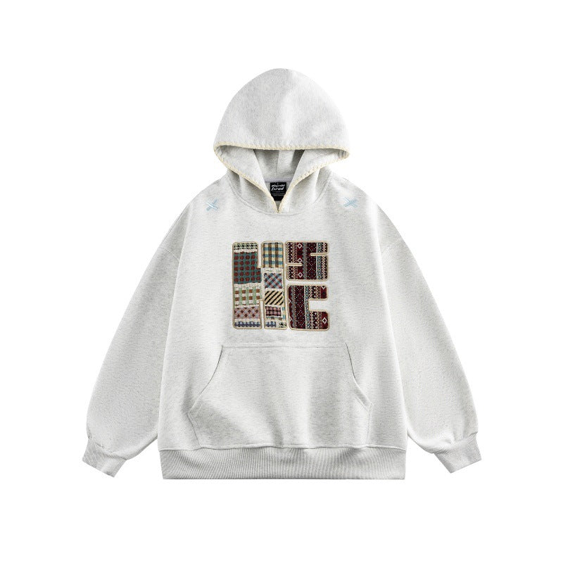 Unisex Wide Cut Hoodie with Patchwork Application and Kangaroo Pocket Mune Fashion