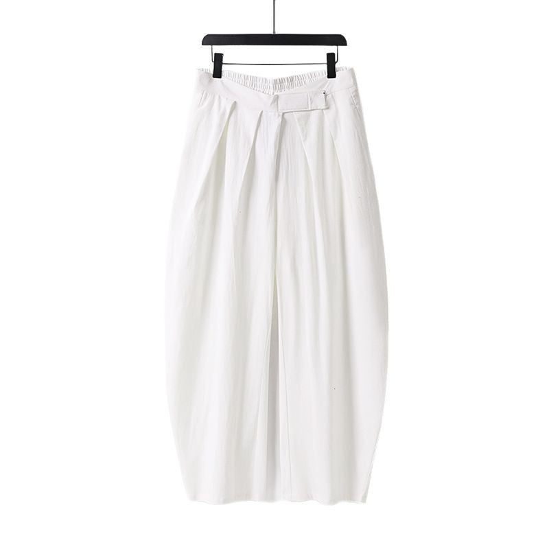 Women's High-Rise Culotte Pants with Pleats and Elastic Waistband Mune Fashion