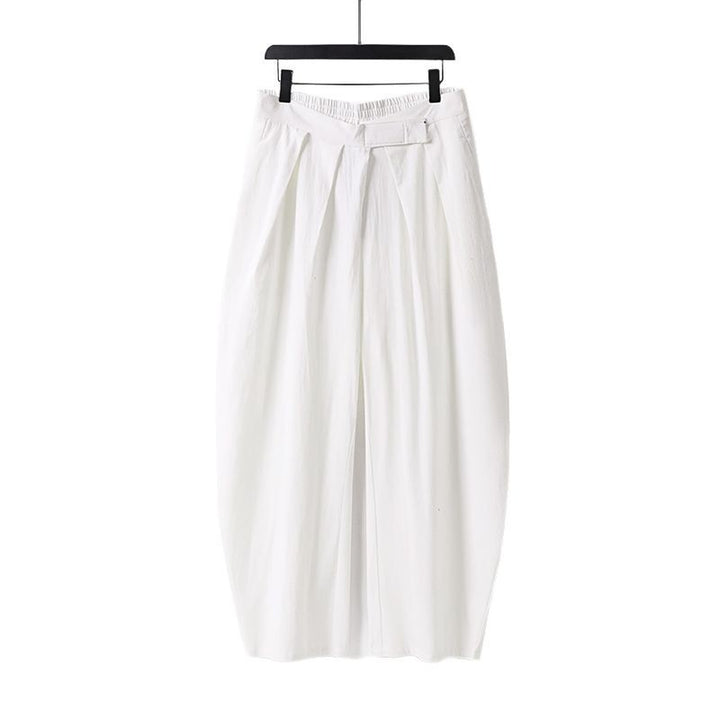 Women's High-Rise Culotte Pants with Pleats and Elastic Waistband Mune Fashion