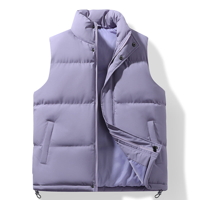 Men's Quilted Thermal Puffer Vest with High Stand Collar and Drawstring Hem Mune Fashion
