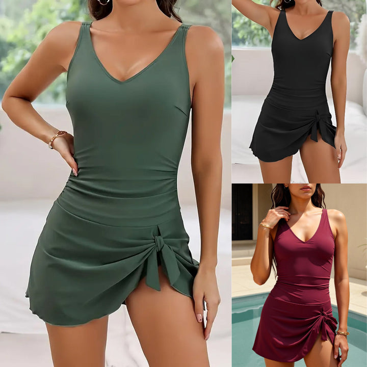 Women Elegant Swim Set with Wrap Skirt Mune Fashion
