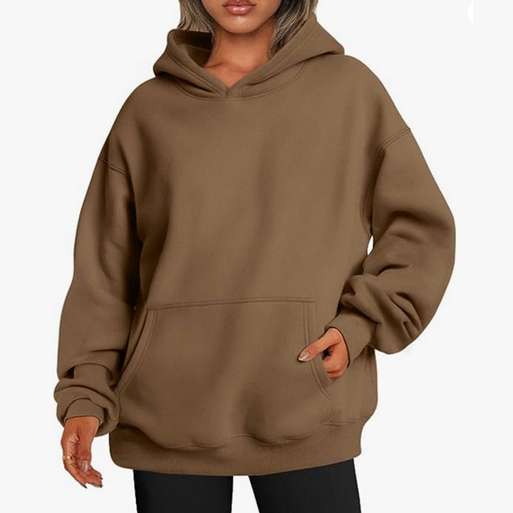 Women's oversized hoodie with extended back, fleecy interior, and kangaroo pocket Mune Fashion