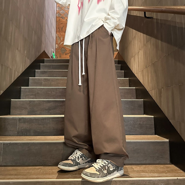 Men Wide-Cut Palazzo Lounge Pants with Drawstring, High Waist and Flowing Cotton Blend Mune Fashion
